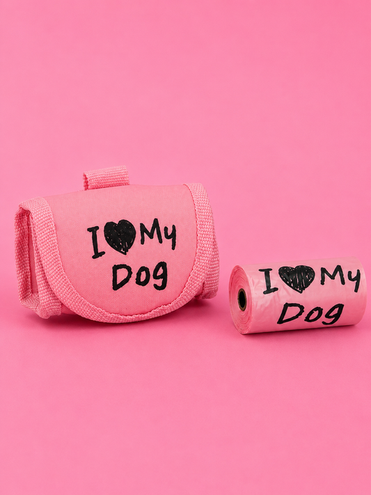Pet dog poop bags 15 pieces on a roll with holder