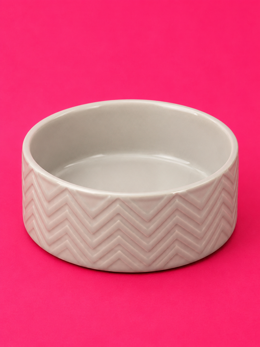 Trixie Wave Ceramic Food Bowl/Water Bowl, White