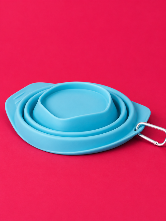 Kurgo collapse a-bowl - foldable travel bowl - dog food bowl - blue